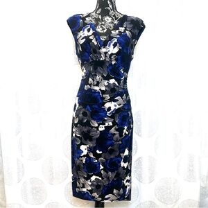 Lauren Ralph Lauren Easter Church Blue Floral Jersey Floral Midi Dress 10